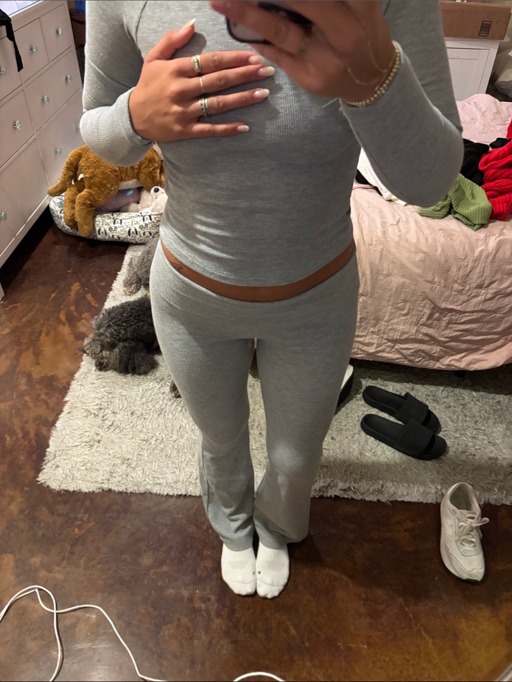 Edikted Light Gray Ribbed Long Sleeve set - Picture 2 of 2